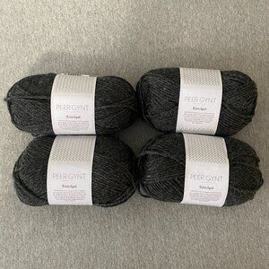 NWT Sandnes Garn Peer Gynt 1065 Charcoal Melange (PetiteKnit Color) Lot of 4